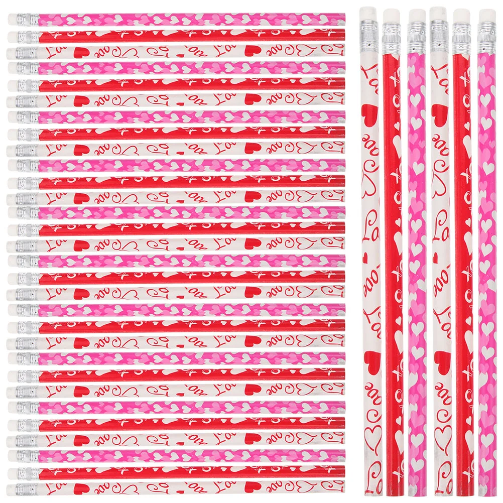 100 Pcs Multi-function Pencils Sketch Students Supply Heart-pattern for Examination