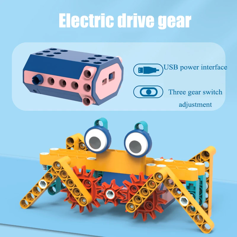 Ensemble de blocs de construction d'engrenages mécaniques électriques, bricolage, jouets éducatifs créatifs pour enfants, cadeau pour garçons et filles, grande taille