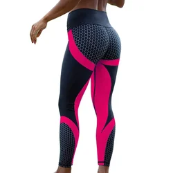 Sport Women Fitness Running Yoga Pants Honeycomb Printed Women's Push Up Sport Leggings Professional Leggins Tights Trousers