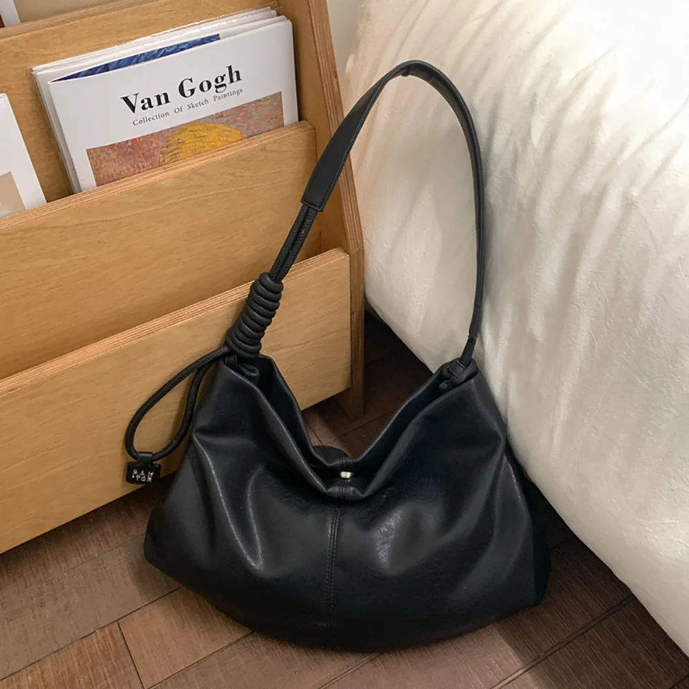 Light Luxury Pu Texture One Shoulder Bag for Women 2026 Spring Soft Buckle Armpit Bags Daily All-Match Commute Handbags
