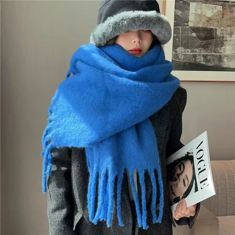 Fashion Luxury Brand Solid Colors Thicken Scarf Women Cashmere Shawls Winter Warm Scarves Soft Pashmina Neckerchief Wrap