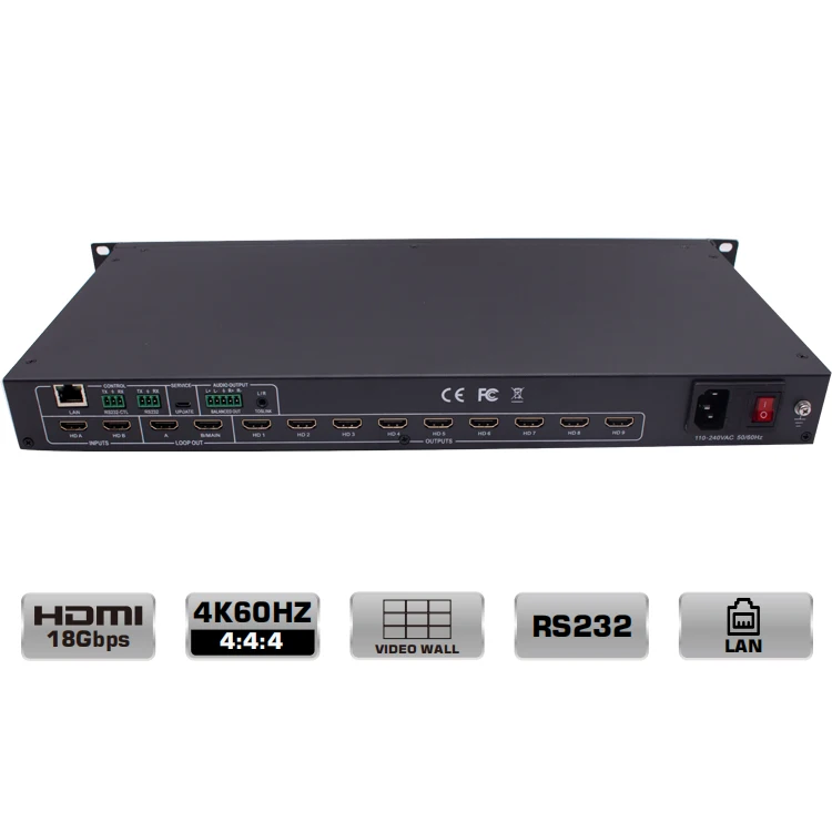 Prosesor Video Wall HDMI 4K 2X9 dengan Kontrol IP RS232, Pengontrol Video Wall HDMI 3X3 untuk Sistem Home Theatre