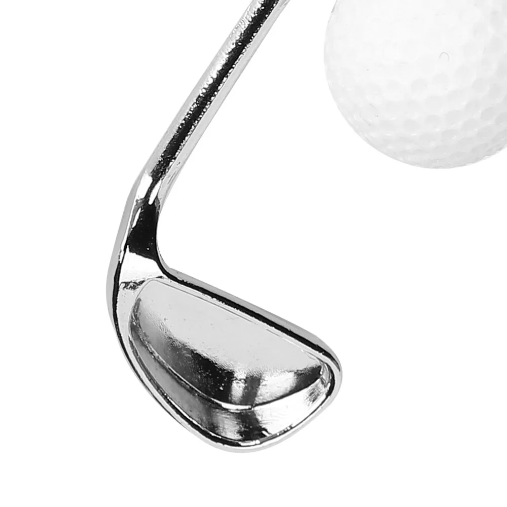 6pcs Electroplating Golf Club Keychain Fashionable Alloy Funny Design Alloy Key Ring Pendant Decoration Golf Ball Keychain