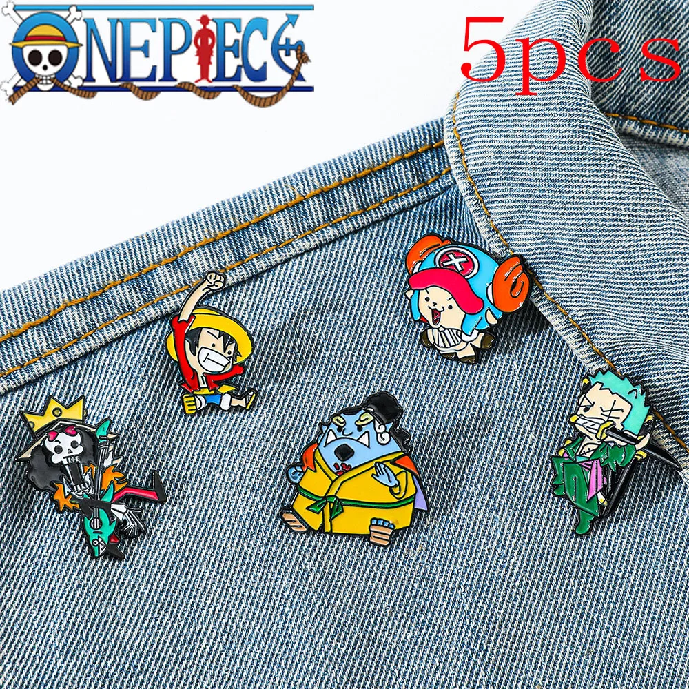 

1set One Piece Anime Metal Brooch Luffy Roronoa Zoro Chopper Cute Figure Enamel Pins Diy Jewelry Accessories Badge Decoration