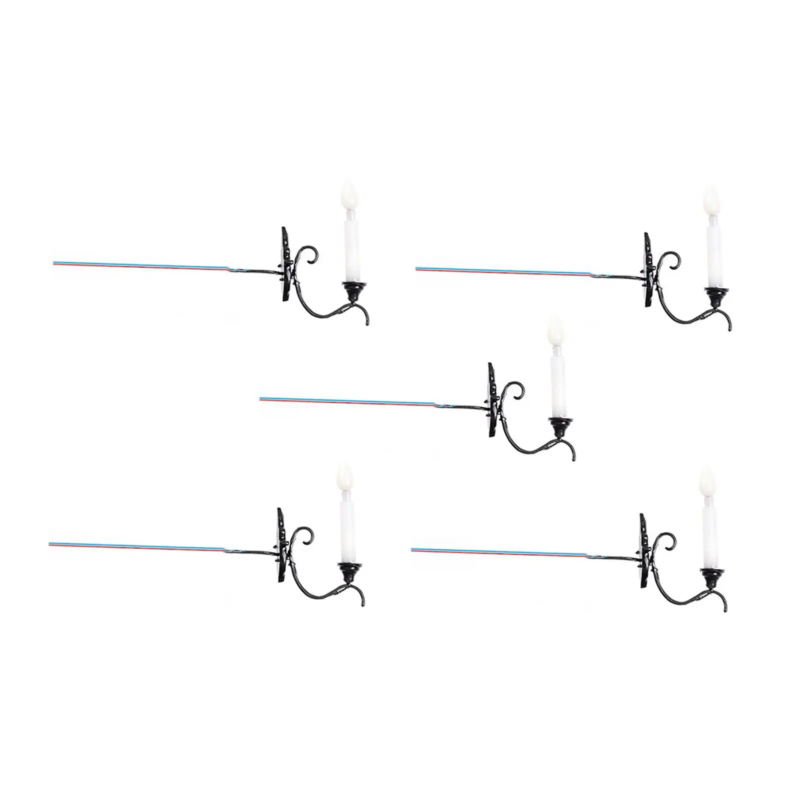 5x 1:87 schaal wandlamp DIY lay-out accessoires miniatuur LED wandkandelaars