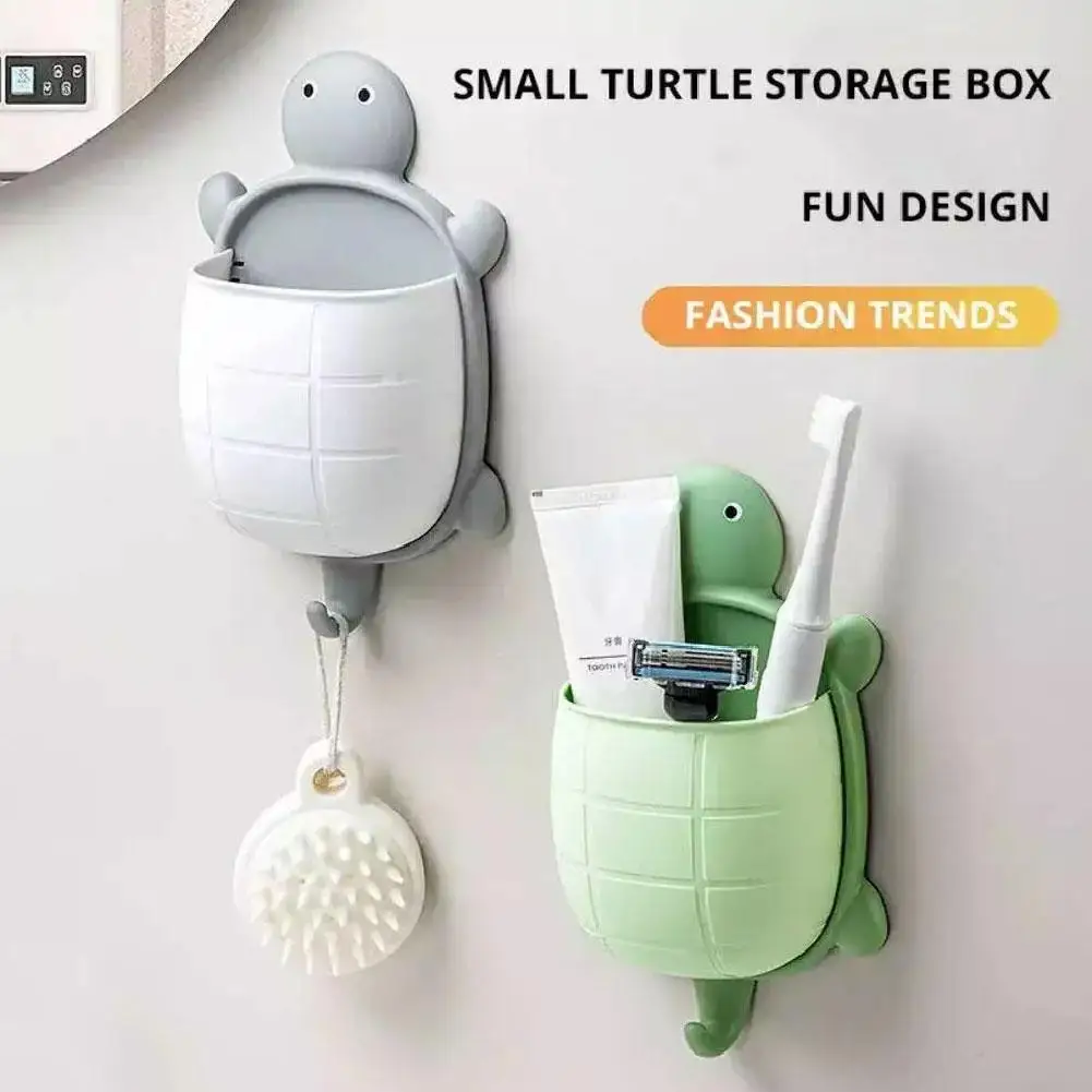 Creative Cartoon Turtle Design Toothbrush Holder and Bathroom Organizer Cute Storage Rack for Toothbrushes 1pcs