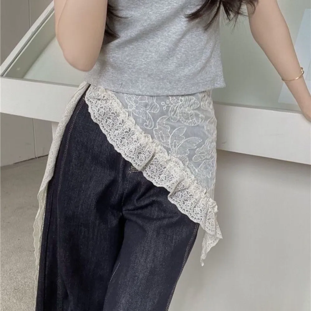 トレンディなレーストリムレースミニスカートフリルジーンズ装飾おならカーテン衣類アクセサリーかわいいお尻カーテン女性