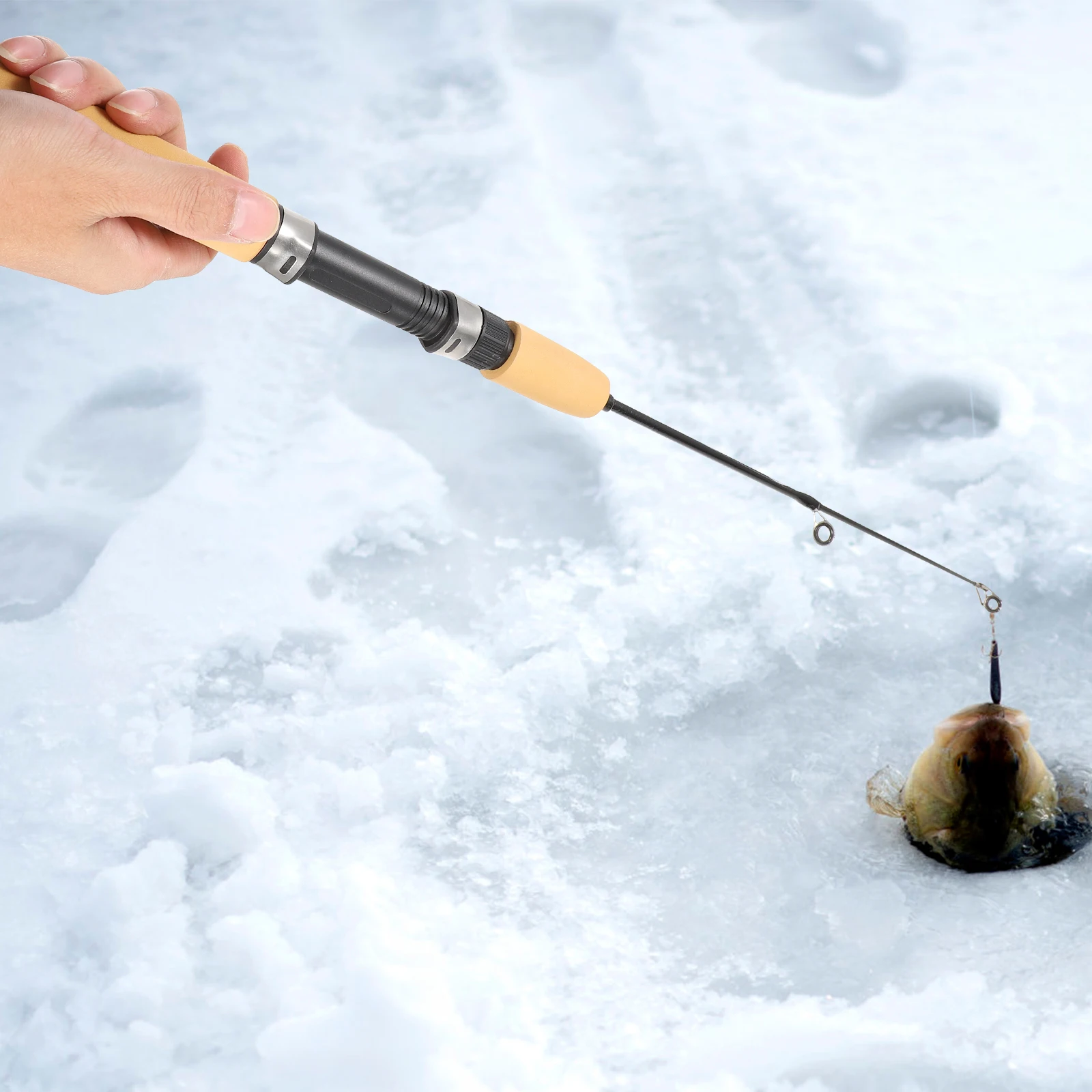 

Portable Fishing Pole Winter Ice Fishing Rod Ultra Short Retractable Mini Lightweight FRP Material Durable Ocean Lake River