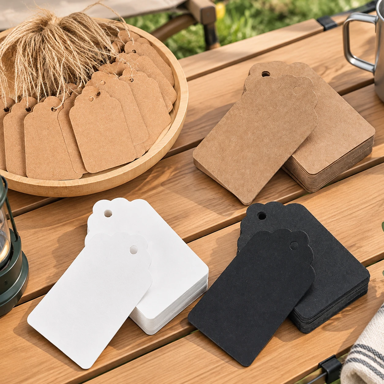 50~100Pcs Scallop Edge Blank Tags Kraft Paper Gift Labels with Hole for DIY Crafts, Party Favors, Price Marking, Daily Use TMZ