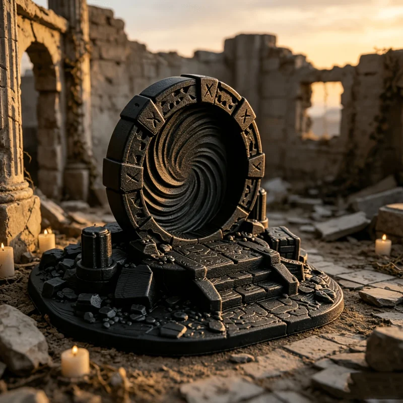 Mysterious Portal Fantasy Ancient Ruins Portal 3D Printed Miniature Diorama Prop Tabletop Ornament Wargame Scenery Terrain Decor