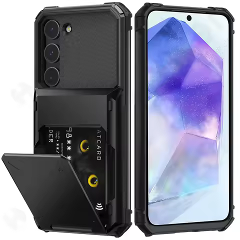 Case For Samsung Galaxy S24 S23 S22 S25 Ultra A55 A35 A56 A15 A36 5G Plus Wallet Card Holder Slot Scratch Bumper Rugge TPU Cover