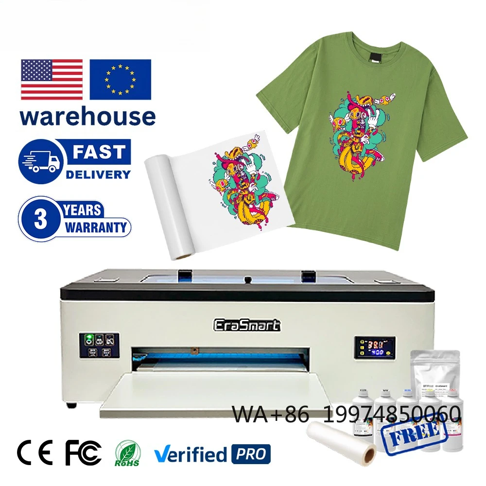 

EraSmart L1800 1390 Head Wholesale T Shirt Printing Machine Industry Machinery Print on Demand T-Shirt A3 Dtf Printer
