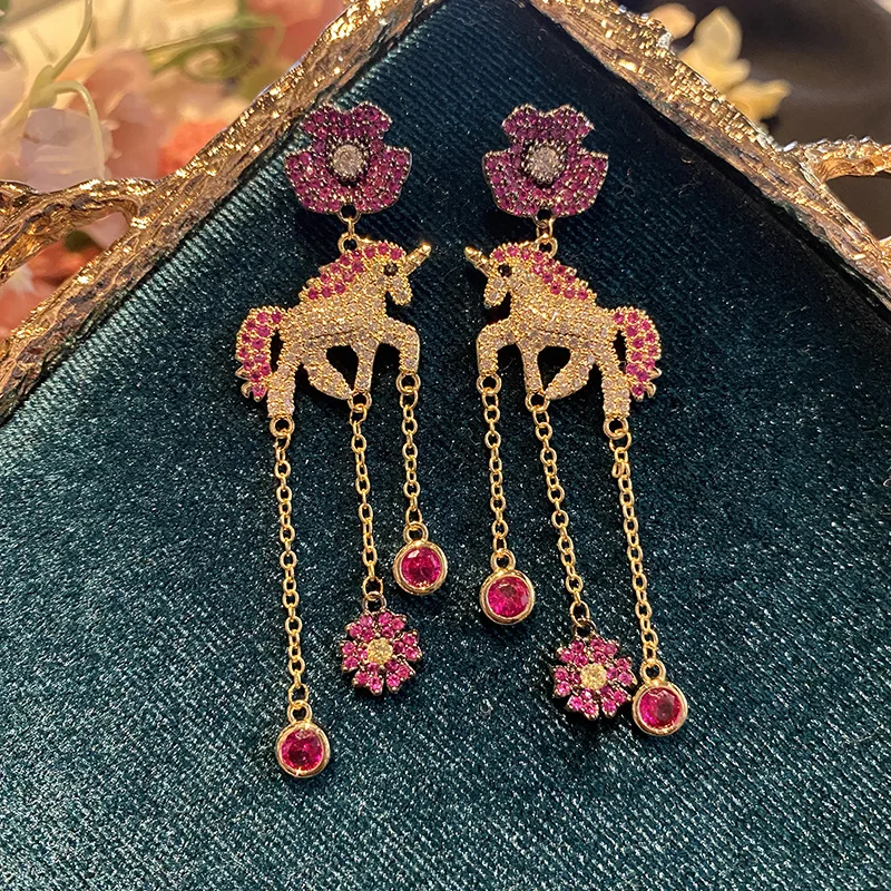

Серьги HIBRIDE Fashion Art Romantic Unicorn, женские, легкие и роскошные украшения, повседневные аксессуары, подарок на свадьбу, праздник, для невесты, E410