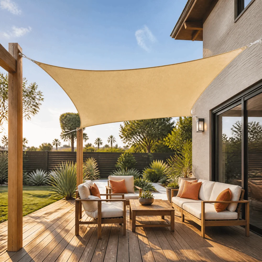 Convenient 2x3m Sun Shade Sail Polyester Rectangle Block Awning Practical Pergola Cover Deck