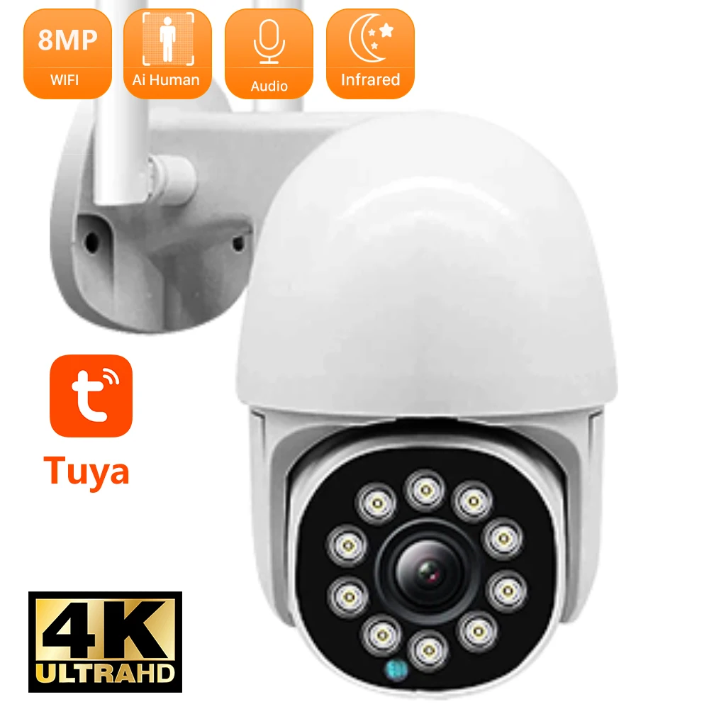 8MP Tuya Camera Home 5MP HD impermeabile esterno Wifi videocamera sorveglianza Smart Life Auto tracking telecamera di sicurezza