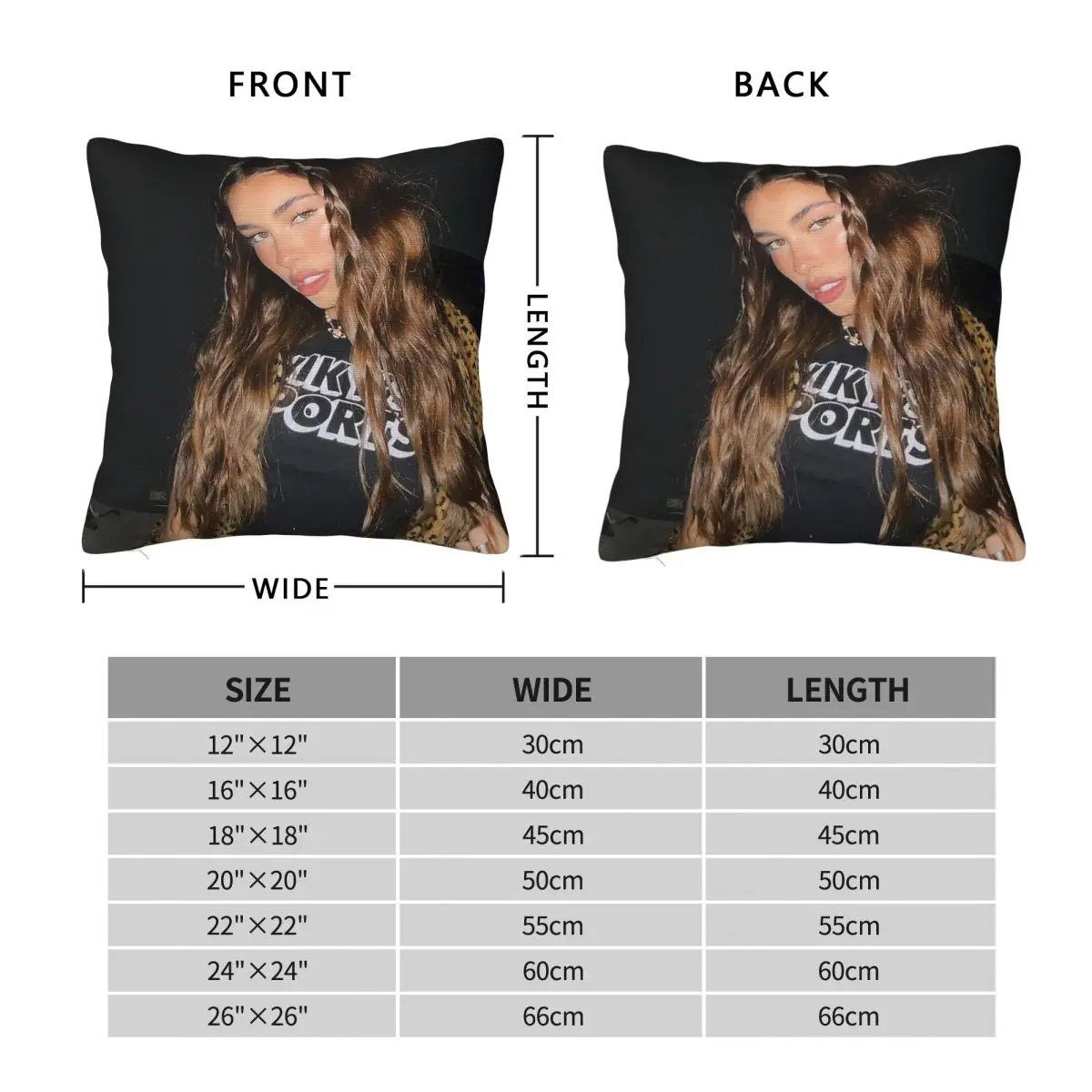 Madison Beer Indie Singer Square Pillowcase Polyester Linen Velvet Creative Zip Decorative Pillow Case Sofa Cushion Cover 18