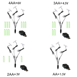 L74B USB/Type to 3 LR6 AA Cable for 3AA Powered Radio Gameboy Lamp Remote Control Cordless phone