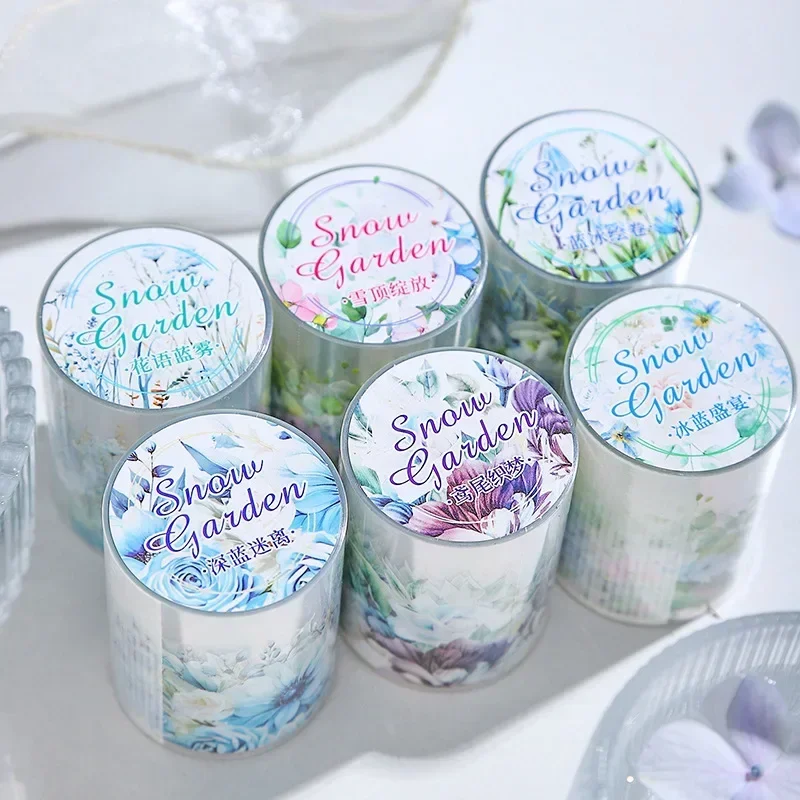 

1Roll PET Tape snow garden Flowers landscape handbook material decoration collage School Supplies Adhesives Scrapbook 50mm*2m
