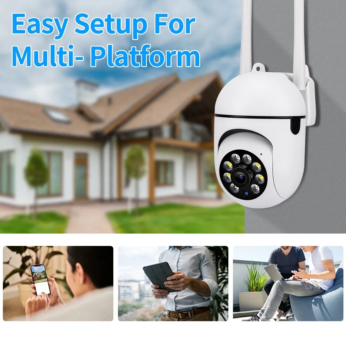 8MP Wifi Wireless Security Monitor กล้องสี Night Vision กล้องกลางแจ้งสมาร์ทกล้องวงจรปิด HD กล้องเฝ้าระวัง IP66 กันน้ํา