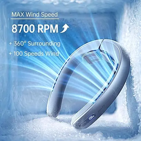 

Portable Ne Fan, Upgraded 100 Speeds Personal Bladel Fan Wearable With Ne Brace Led Display,5000Mah RechargeableBattery mini fan