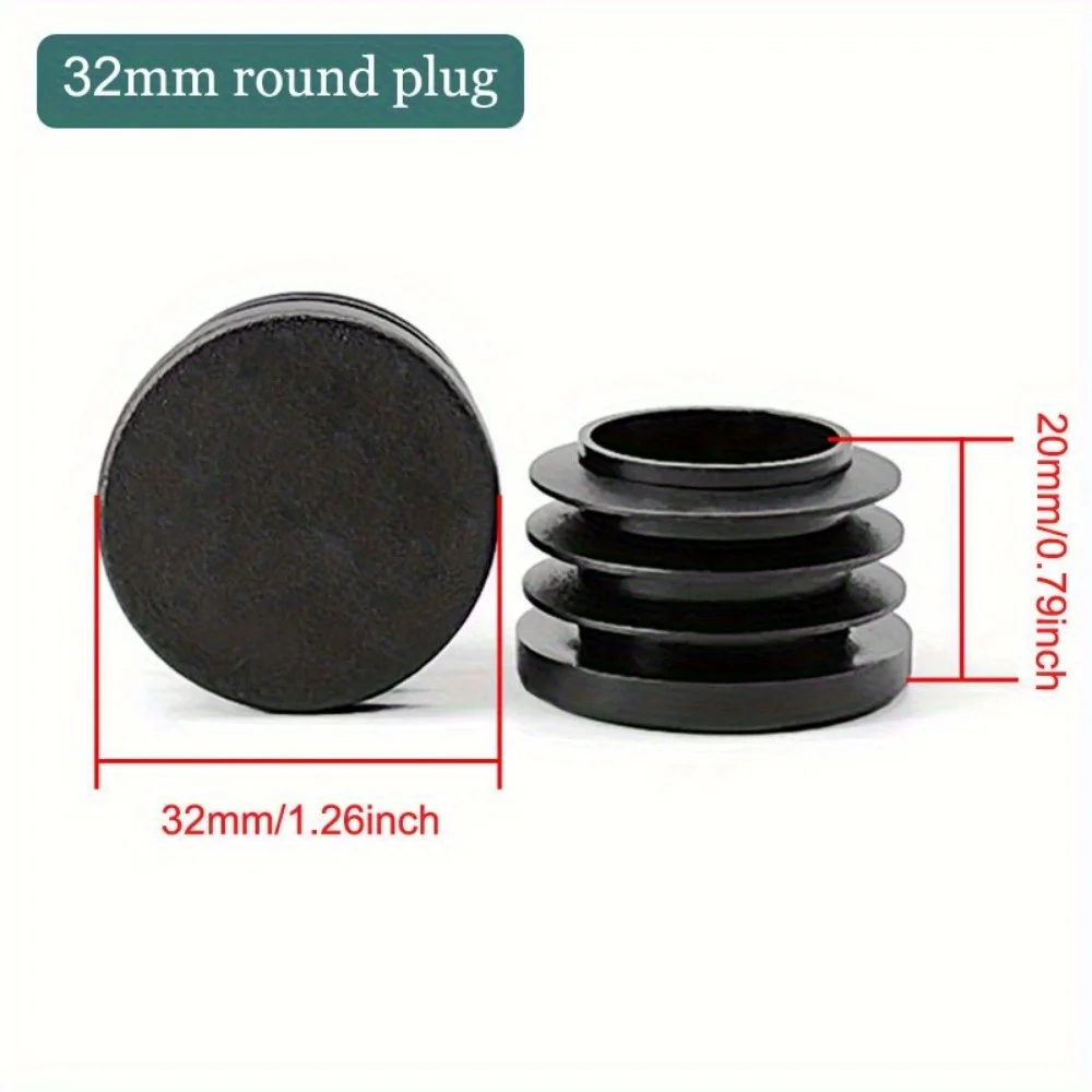 32mm 10pcs pipe plug round plastic end cap for steel tube Pipe Insert Tube End Cover Fitting Tube End Plug Furniture foot pads