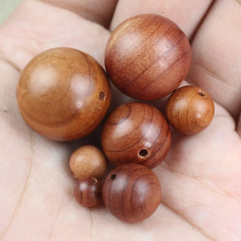 1pack Natural Red Cypress Wood Round Beads 6-20mm Women/Men Prayer Meditation DIY Wooden Spacer Necklace Bracelets Charm Jewelry