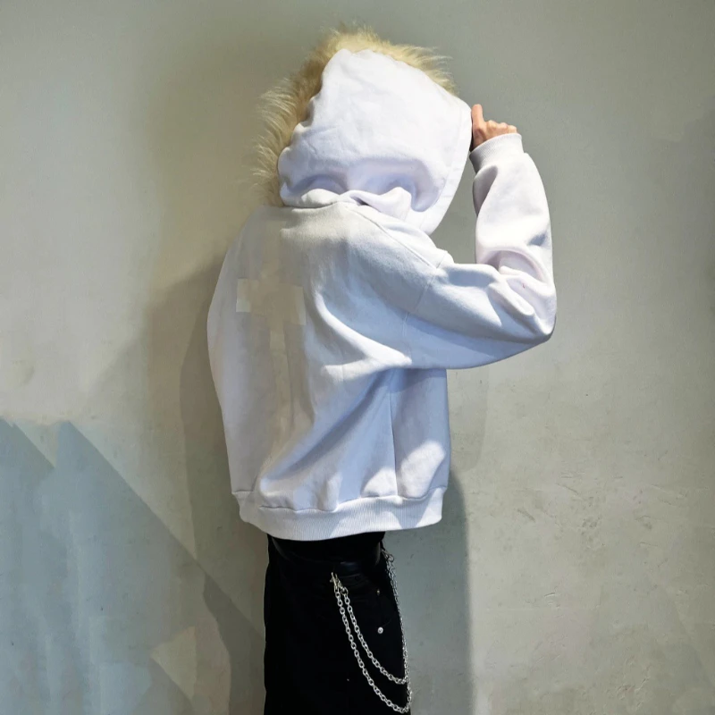 面白いクロスプリントのぬいぐるみ帽子、原宿スタイルの特大ジッパー付きパーカー、2026年Y2K風の春服（男女兼用）