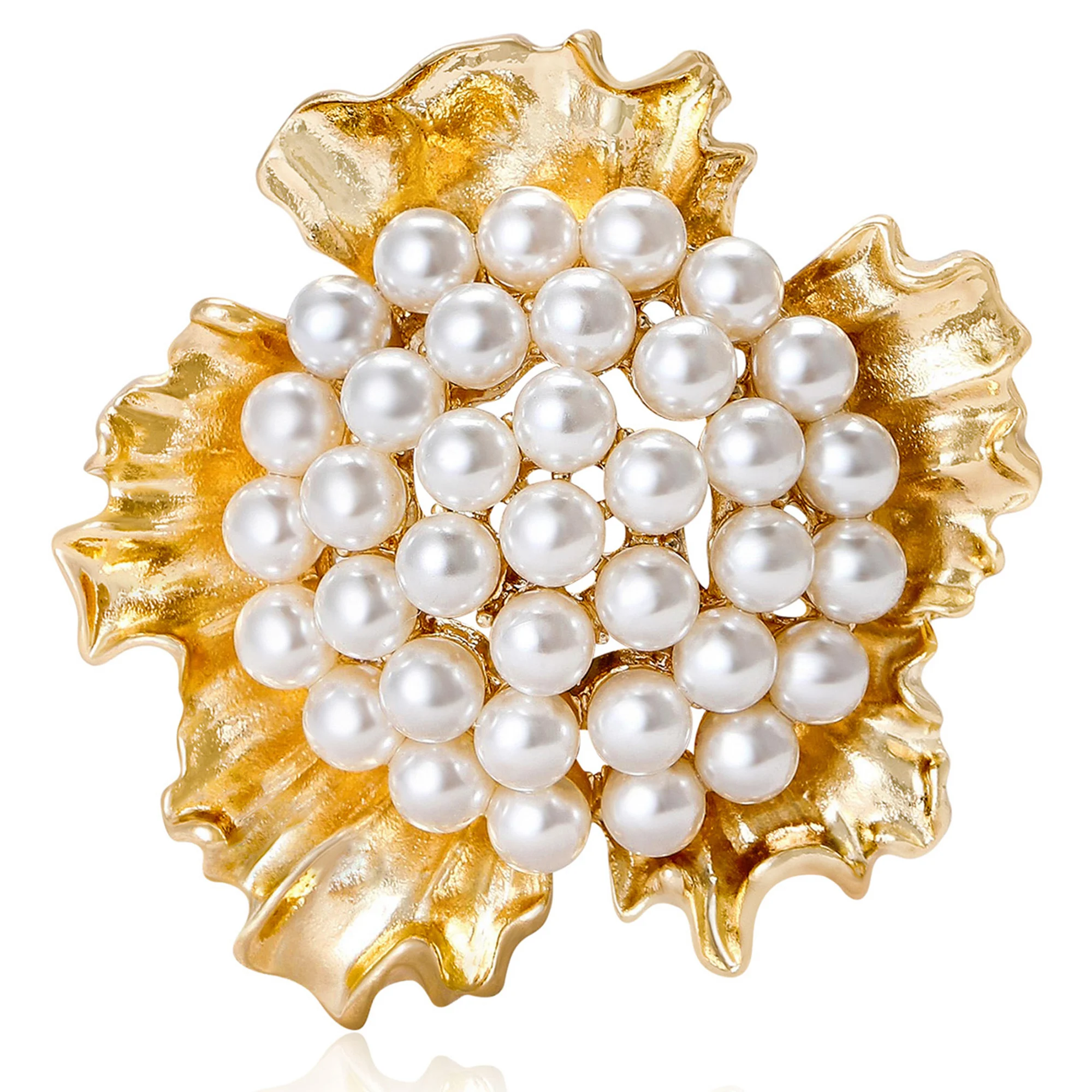 

Luxury Pearl Flower Brooches for Women Unisex Enamel Plant Pins Casual Party Accessories Fashion New Gifts Friends Decoration