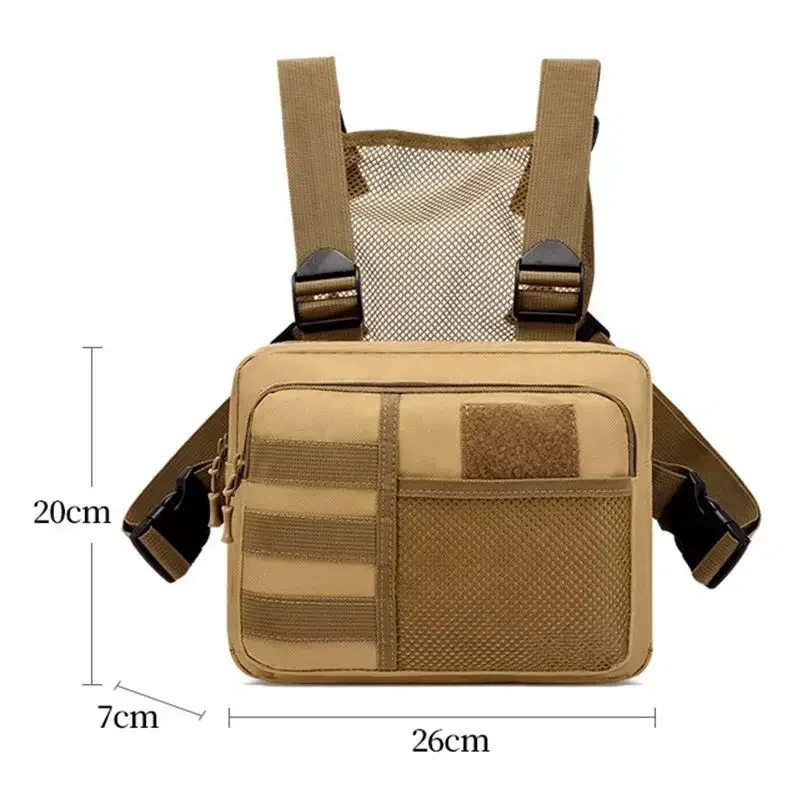 Bolso táctico tipo chaleco, bolso de pecho estilo streetwear, bolso portátil de moda Oxford para exteriores, bolsos multibolsillos impermeables para correr, bolso bandolera de viaje.