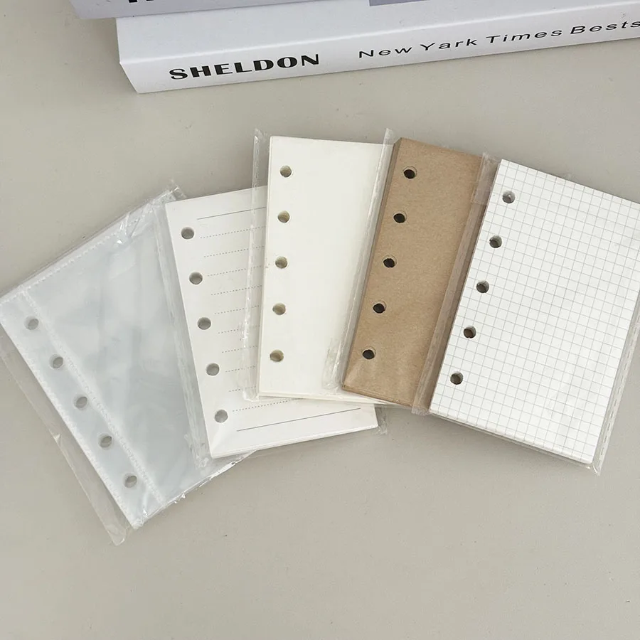 M5-Ring-Nachfüllpapier und -taschen, 45 Blatt Gird/Line/Blank/Kraft-Notizbuch, 10 Stück PP-Binder-Aufbewahrungsbeutel – Detail 7
