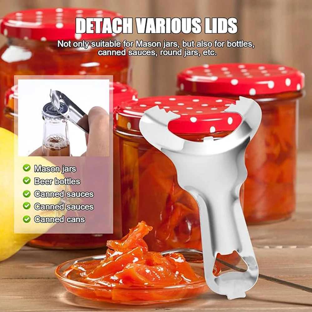 Stainless Steel Mason Jar Bottle Opener Manual Handheld Twist Top Remover No Lid Damage Multifunctional Kitchen Tools Easy Twist