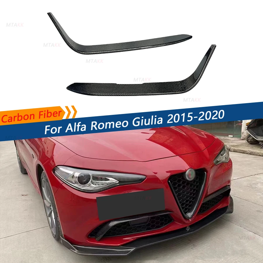 Carbon Fiber Front Bumper Side Canards Fin Flaps Trim For Alfa Romeo Giulia Base Sedan Sport 2015 - 2020 Front Splitters Bodykit