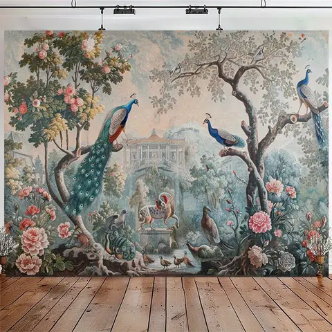 공작 정원 꽃 태피스트리-침실과 거실 장식을 위한 다기능 벽걸이, 150x200cm 태피스트리
