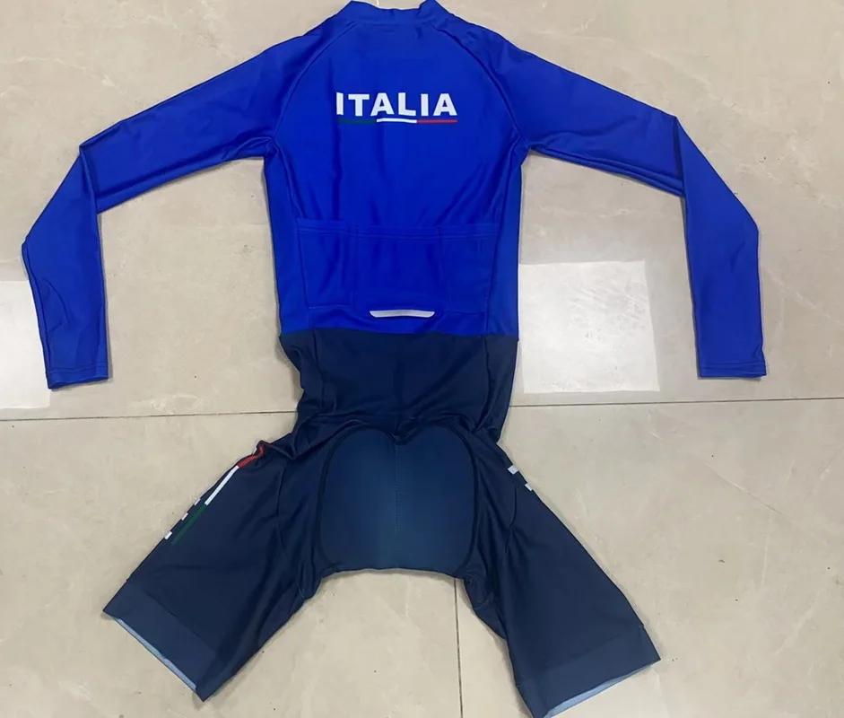 LASER CUT Skinsuit 2024 ITALIA NATIONAL TEAM Bodysuit LONG SLEEVE Cycling Jersey Bike Bicycle Clothing Maillot Ropa Ciclismo