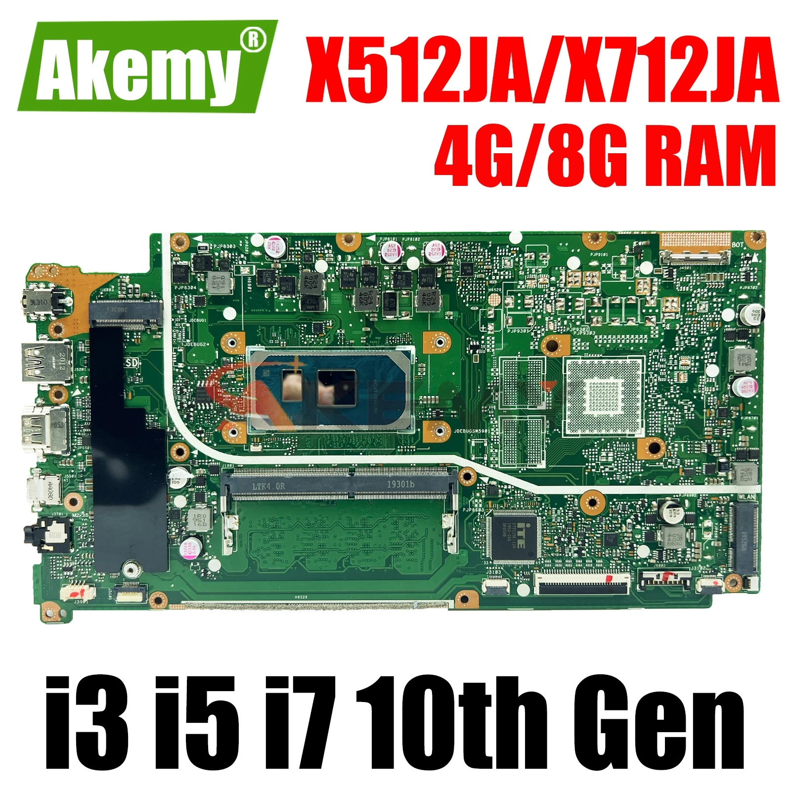 

AKEMY Mainboard X512JA X712JA X512JP X512JF X512J S512J A512J K512J F512J A712J F712J V712J V5000J Laptop Motherboard I3 I5 I7