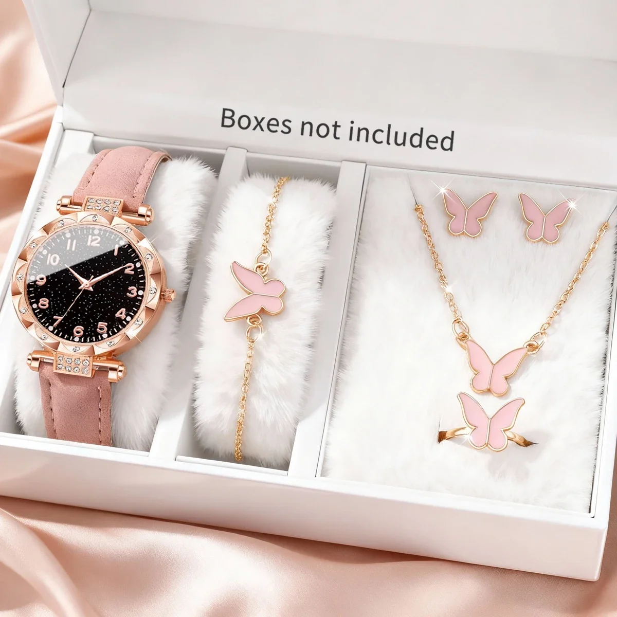 6-piece women's watch+accessory set, new fashionable watch+elegant accessories, the best choice for gift giving