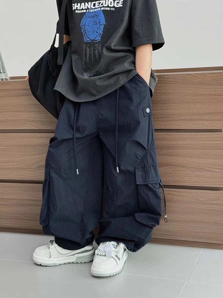 

Boys Cargo Pants Summer Lightweight 2026 New Loose Fit Middle Kids Casual Wide-Leg Trendy Long Pants
