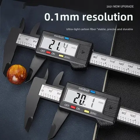 구경 150mm 100mm LCD 디스플레이 전자 디지털 마이크로미터 탄소 섬유 측정 도구 디지털 눈금자 게이지 버니어 캘리퍼스