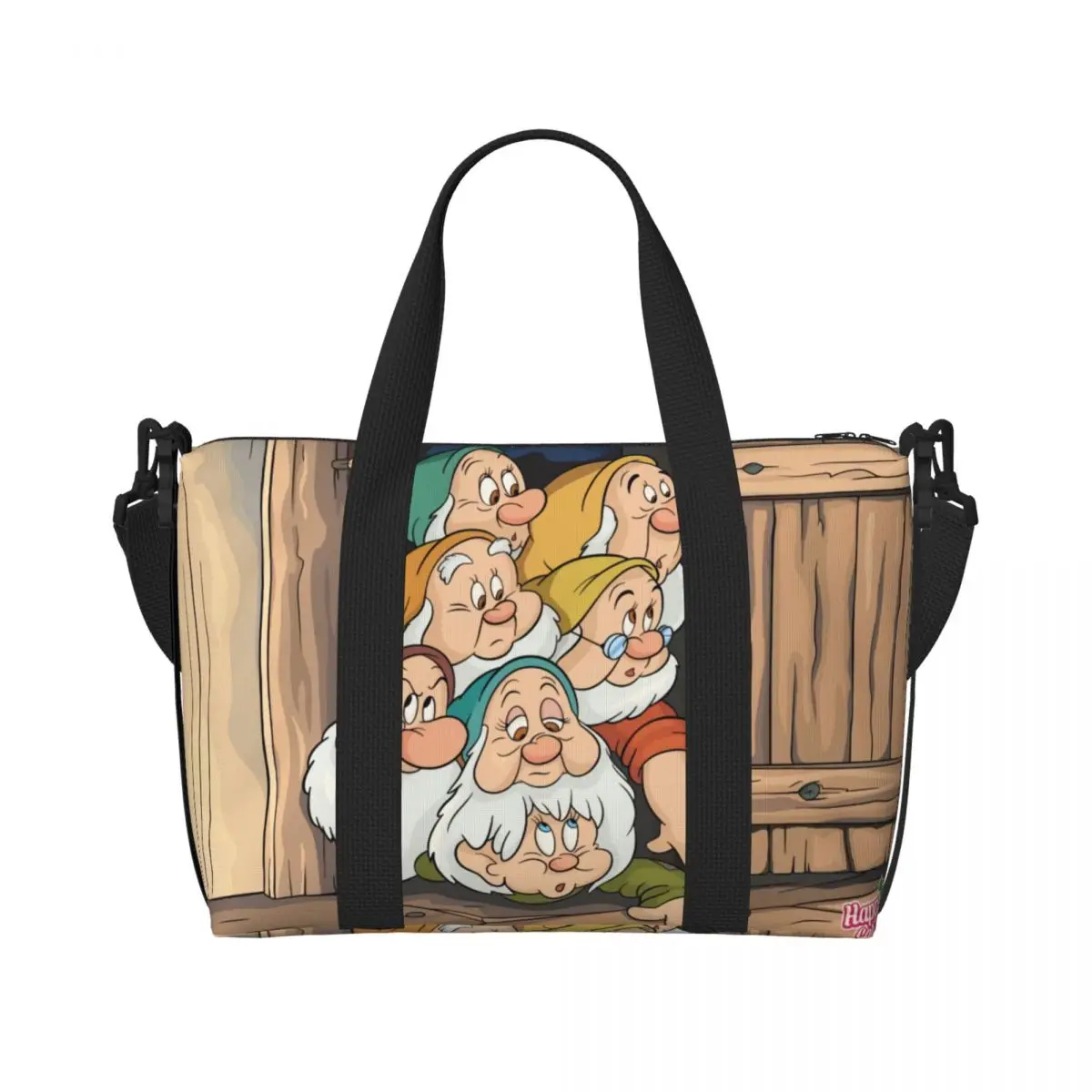 Custom Snow White And The Seven Dwarfs Groceries Tote Shopping Bags Women Large Capacity Cartoon Gym Beach Travel Bags