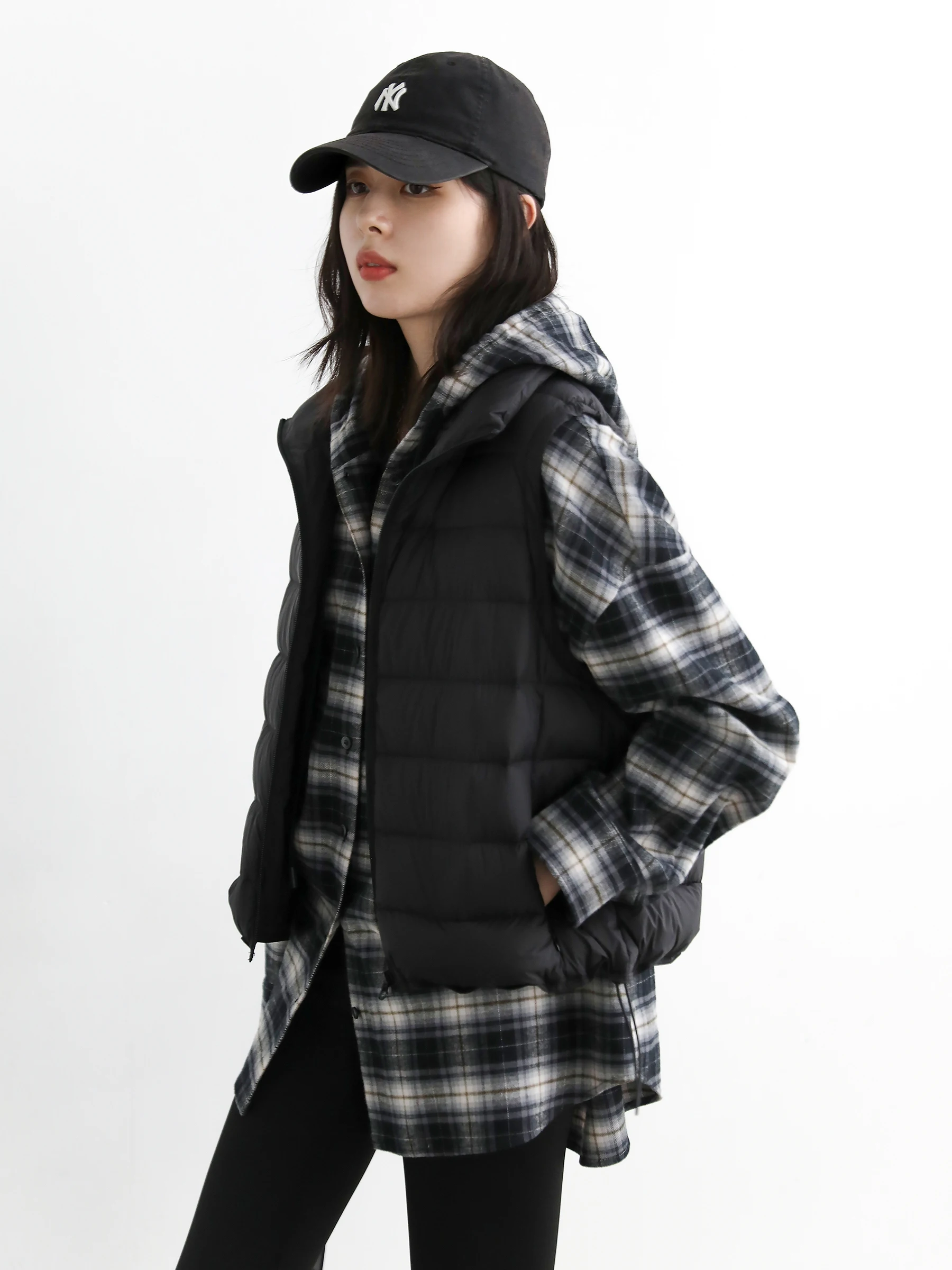 CHIC VEN Women Shirts Korean Casual Loose Hooded Drawstring Brushed Plaid Blouses Female Cotton Clothing Autumn Winter New 2025