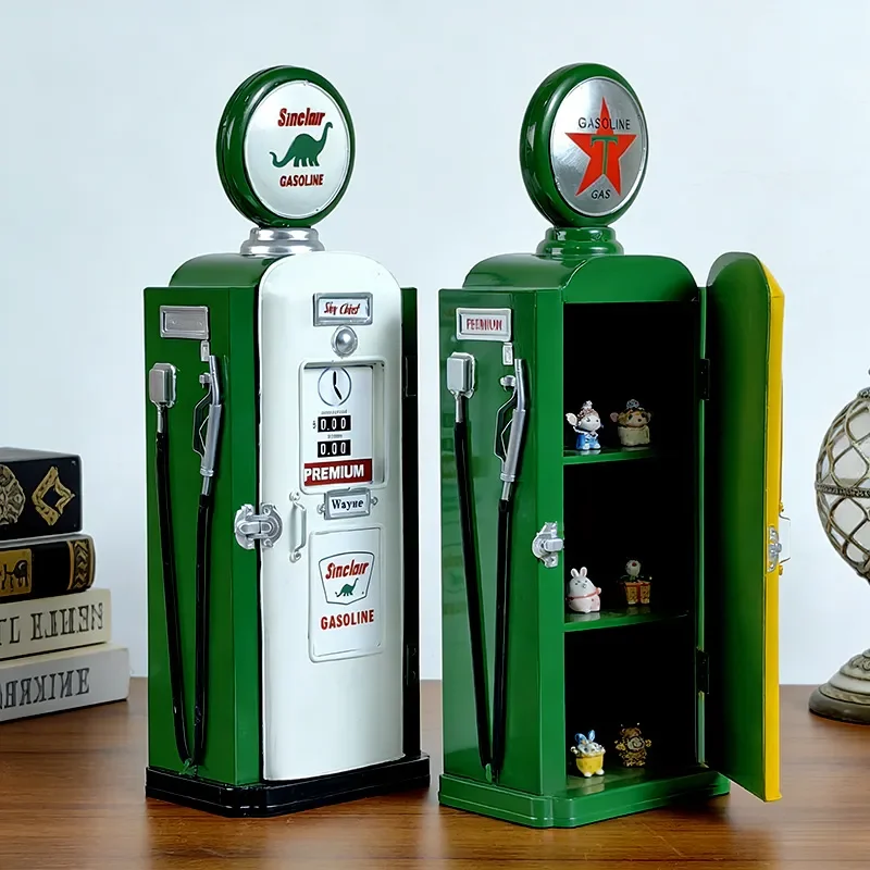 European fuel machine model finishing storage cabinet wrought iron ornament creative gas station gifts home soft decoration