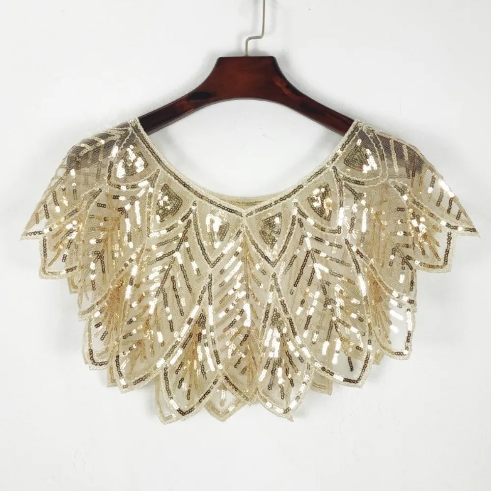 

Elegant Glitter Sequins Shawl Sparkling Sleeveless Evening Cape V-Neck Mesh Party Shawl Ladies