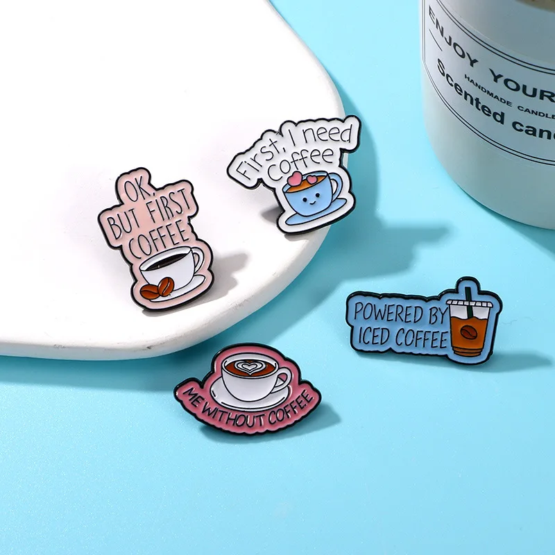 

Creative Cartoon Coffee Letter Brooch Alloy Pin Badge for DIY Clothes Bags Shoes Hat Scarf T-shirt Jeans Accessory
