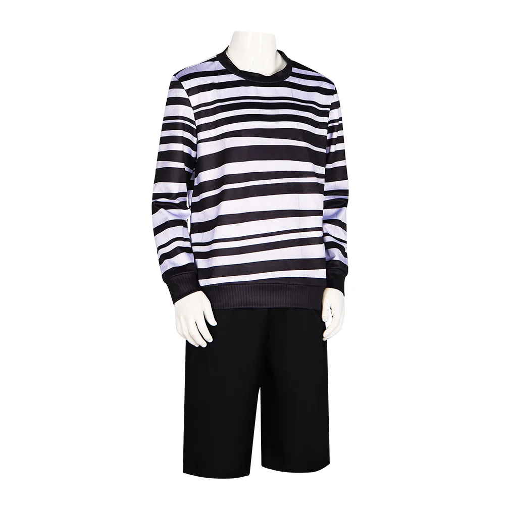 Venerdì fratello più giovane Cosplay Pugsley Addams Costume Cosplay Top a righe pantaloni abiti Costume da festa di carnevale per uomo ragazzi