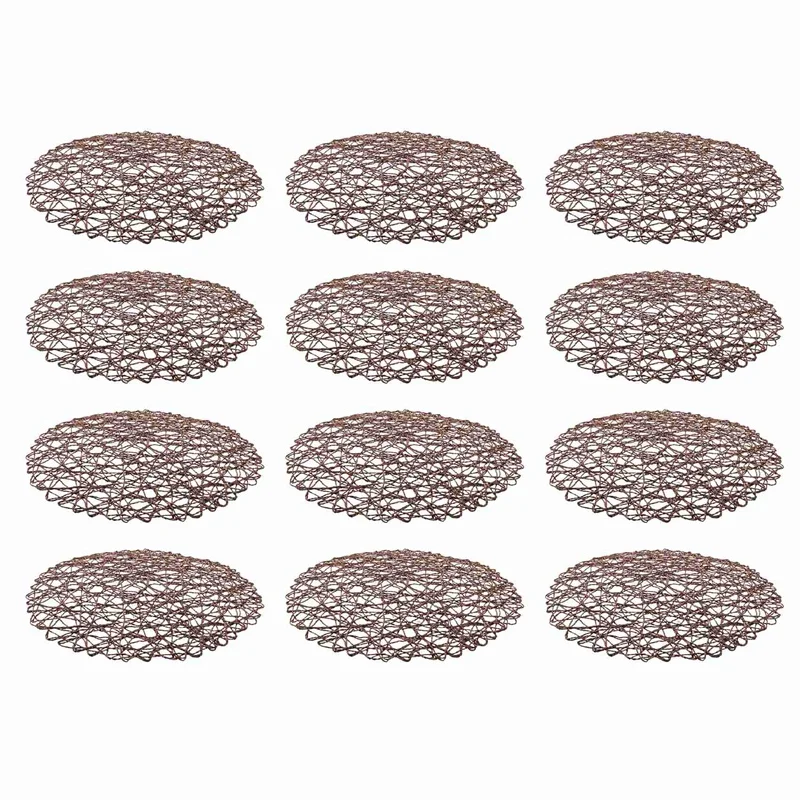 

Round Paper Fiber Woven Place Mats Decorative Braided Natural Mat Holidays Parties Decor 15 Inch Set Of 12