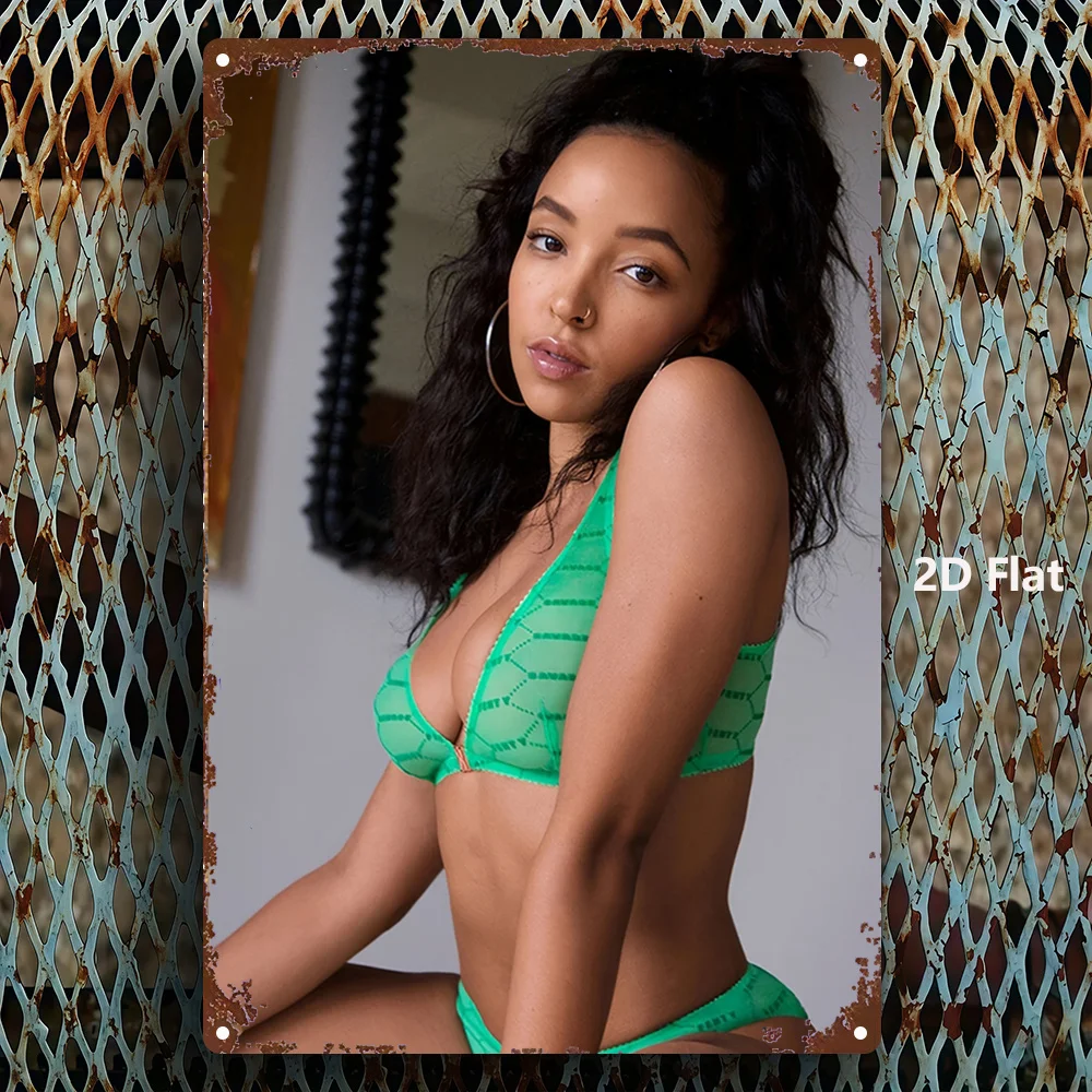 2D Flat Retro Green Bikini Pinup Metal Sign - Turquoise Lingerie Portrait Wall Decor for Home Bar Man Cave Farmhouse Gift