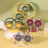 Wearable Mini Hang Fan Hands-Free Cooling Solution Folding 2 Speeds Adjustable USB Rechargeable Personal Fan for Faster Cooling