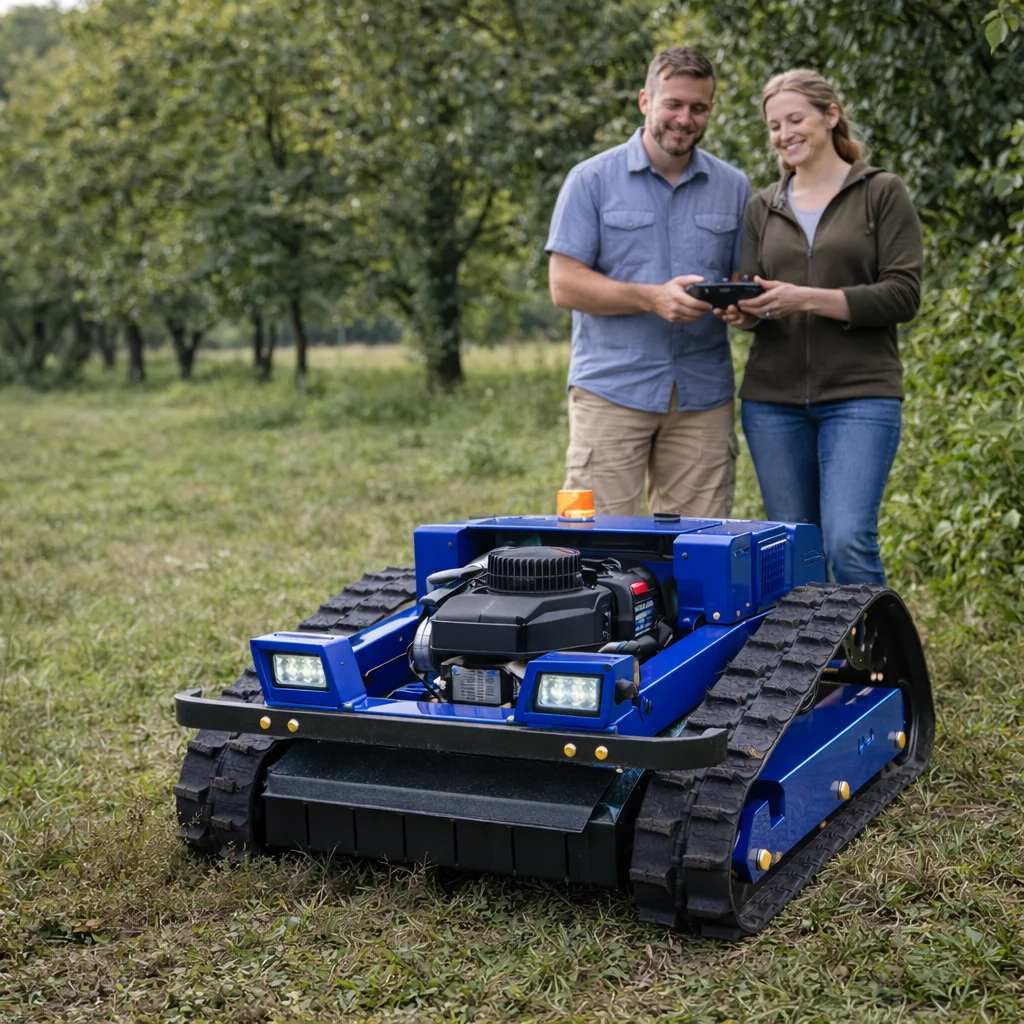 

Customized Remote Control Lawn Mower 4-Stroke Engine Tracked All Terrain Smart Family Helper For Forest Lawn