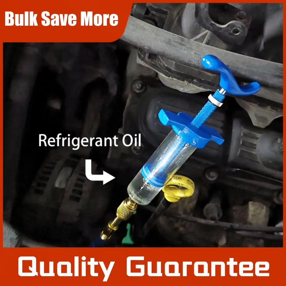 

Air Conditioning Oil Injector 1Oz Refrigerant Fluid Filler Tube 1/4 SAE Oil Dye Coupler Adapter for Vehicle Home Air Conditioner