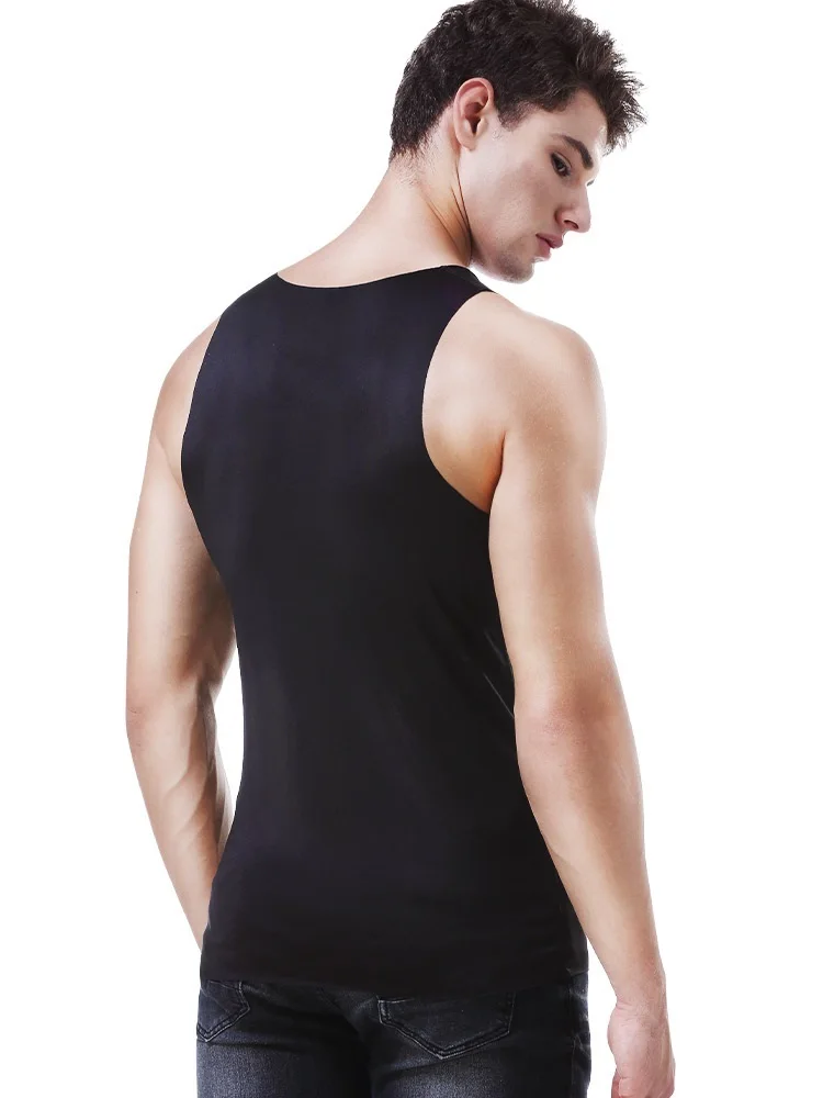 Men's Ice Silk Seamless Tank Top, Slim Tight‑Fit Sleeveless Undershirt, Breathable Athletic Muscle Tee for Young Men Summer Wear